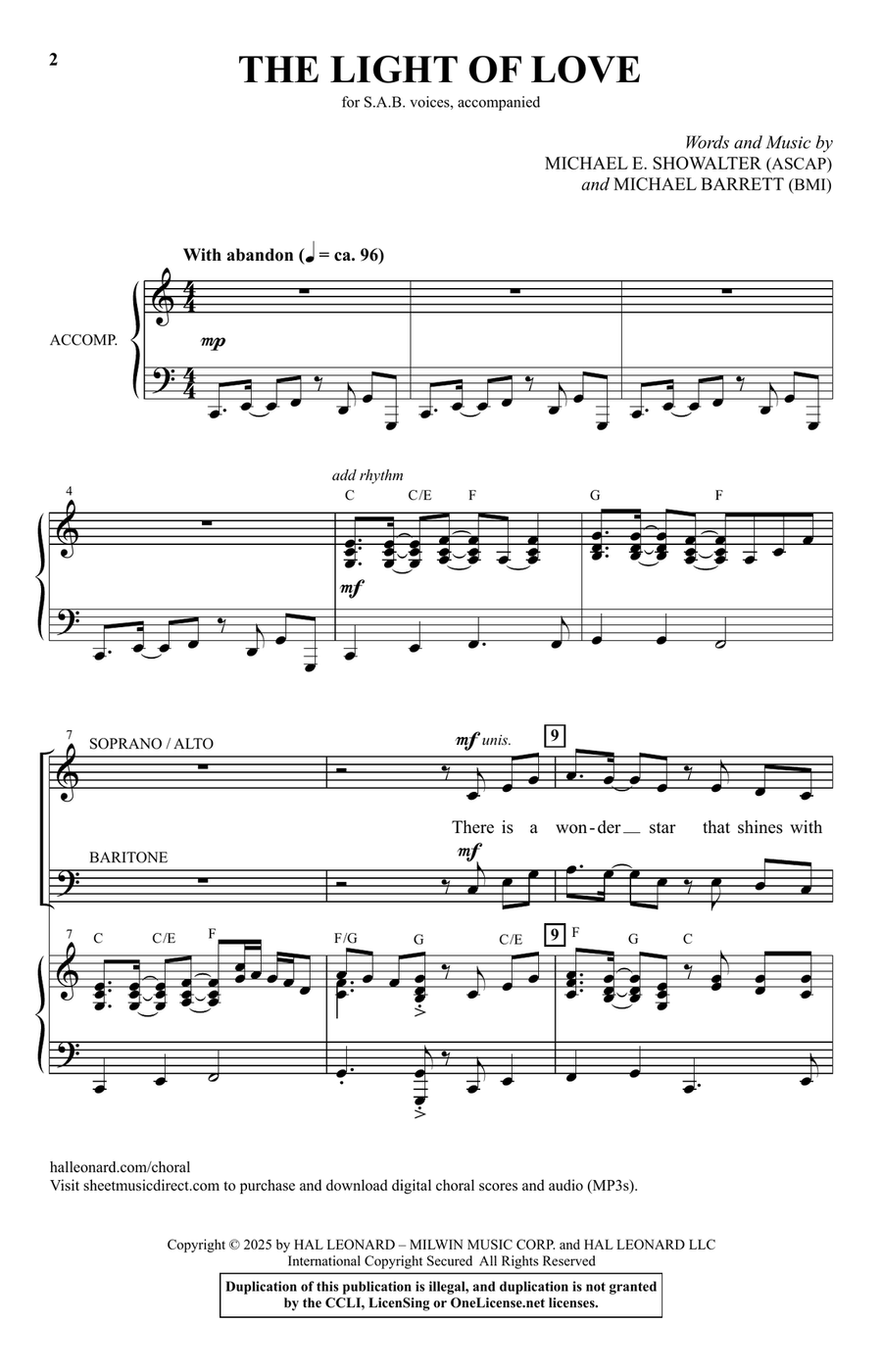 The Light Of Love The Light Of Love 3-Part scores gallery preview page 1