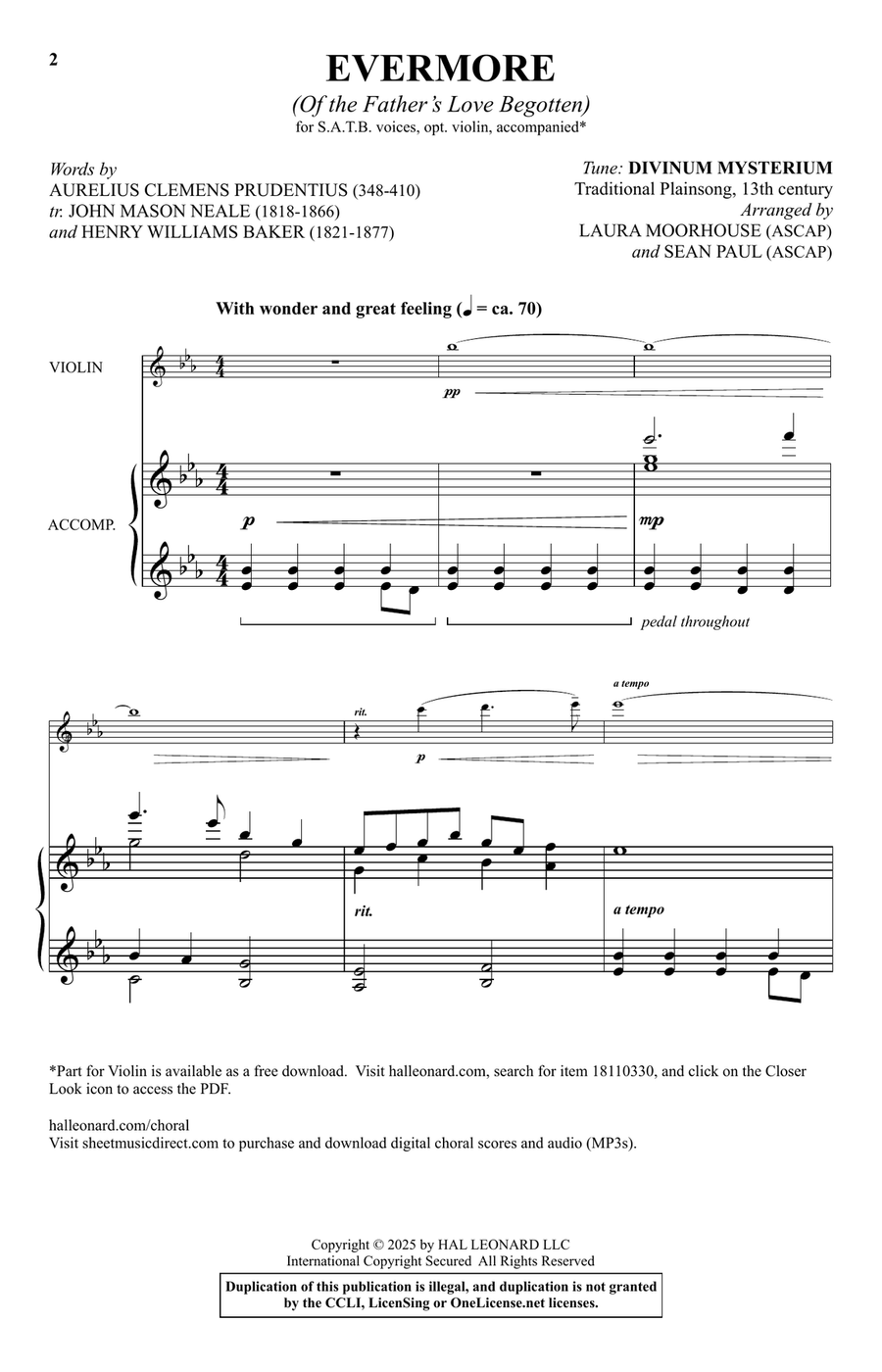 Evermore (Of The Father's Love Begotten) 4-Part scores gallery preview page 1