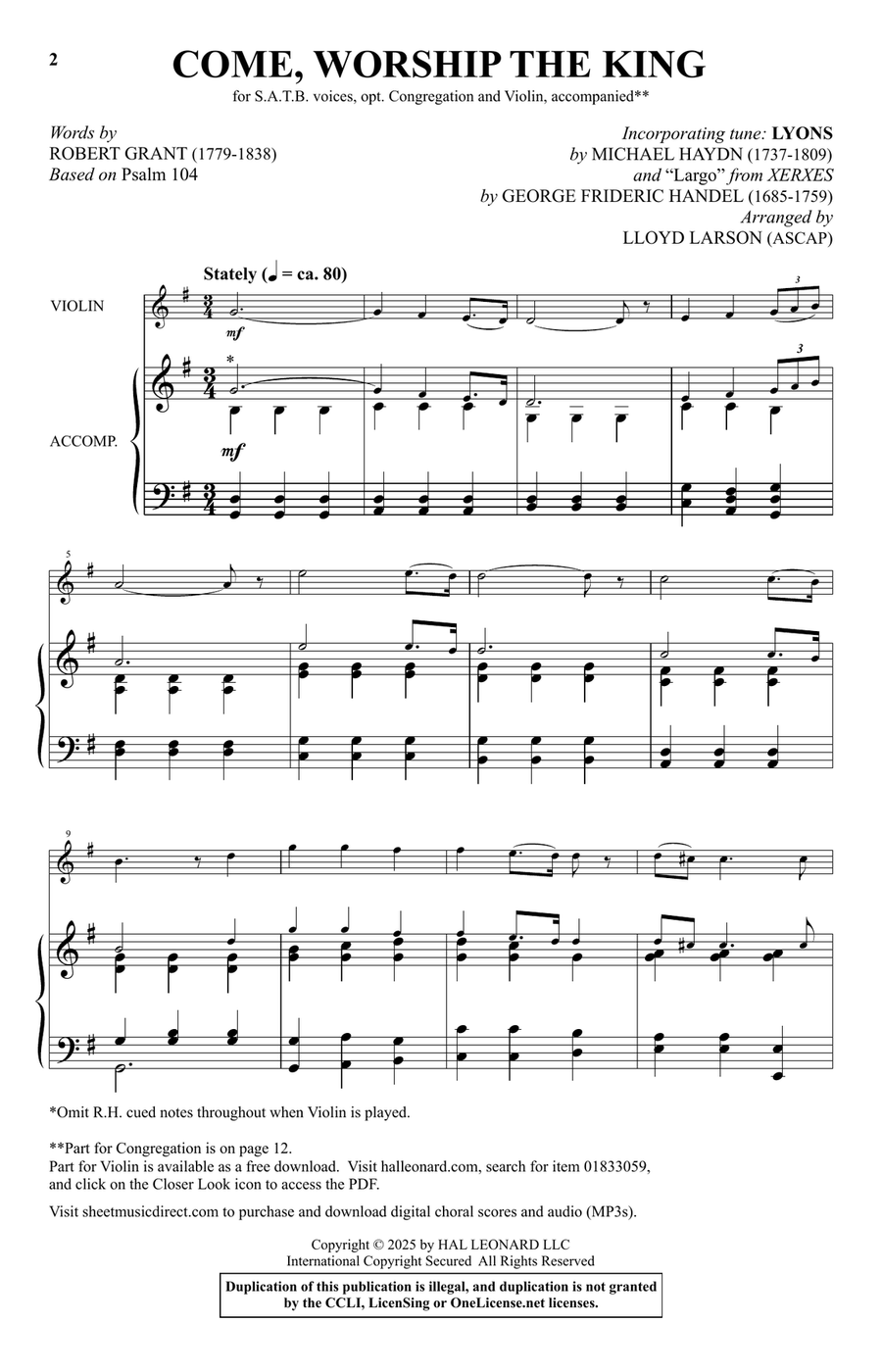 Come, Worship The King Come, Worship The King 4-Part scores gallery preview page 1