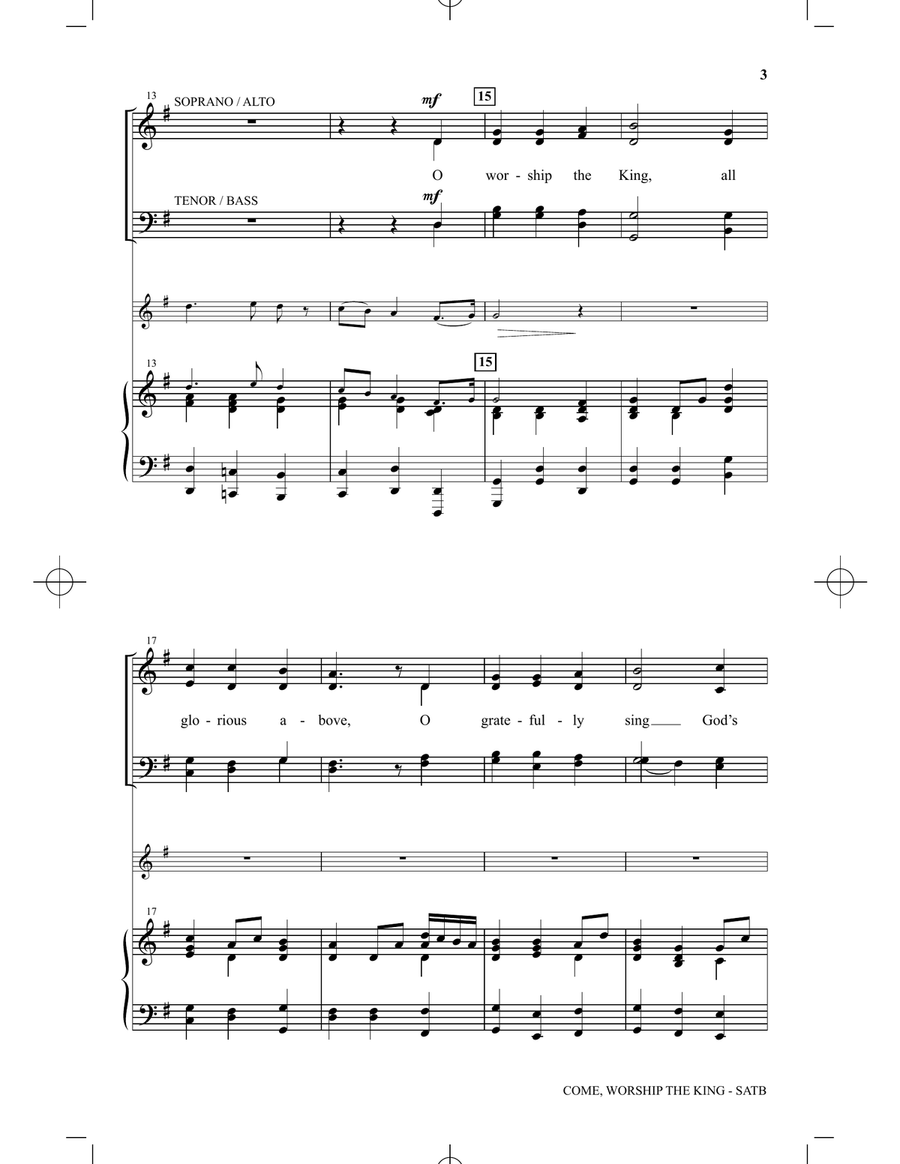 Come, Worship The King Come, Worship The King 4-Part scores gallery preview page 2