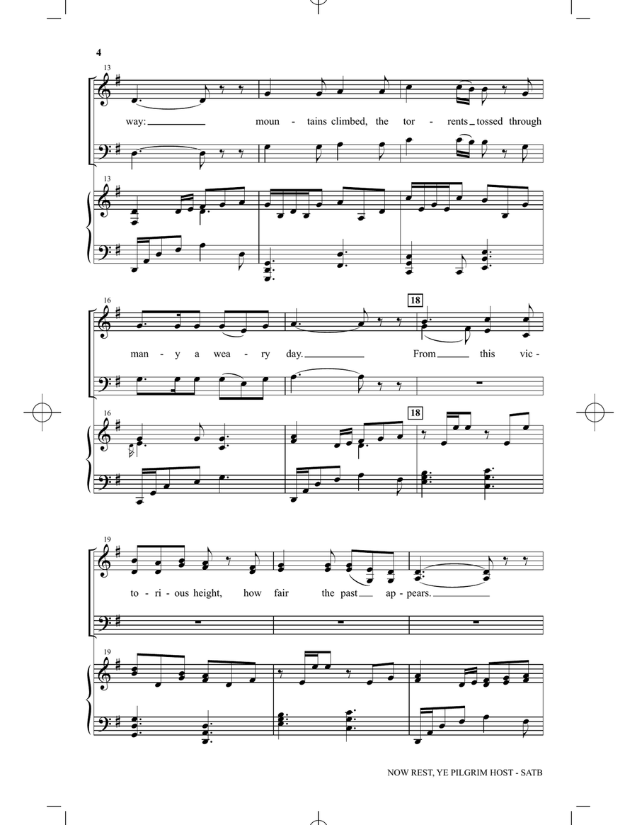 Now Rest Ye, Pilgrim Host (arr. Heather Sorenson) 4-Part scores gallery preview page 2