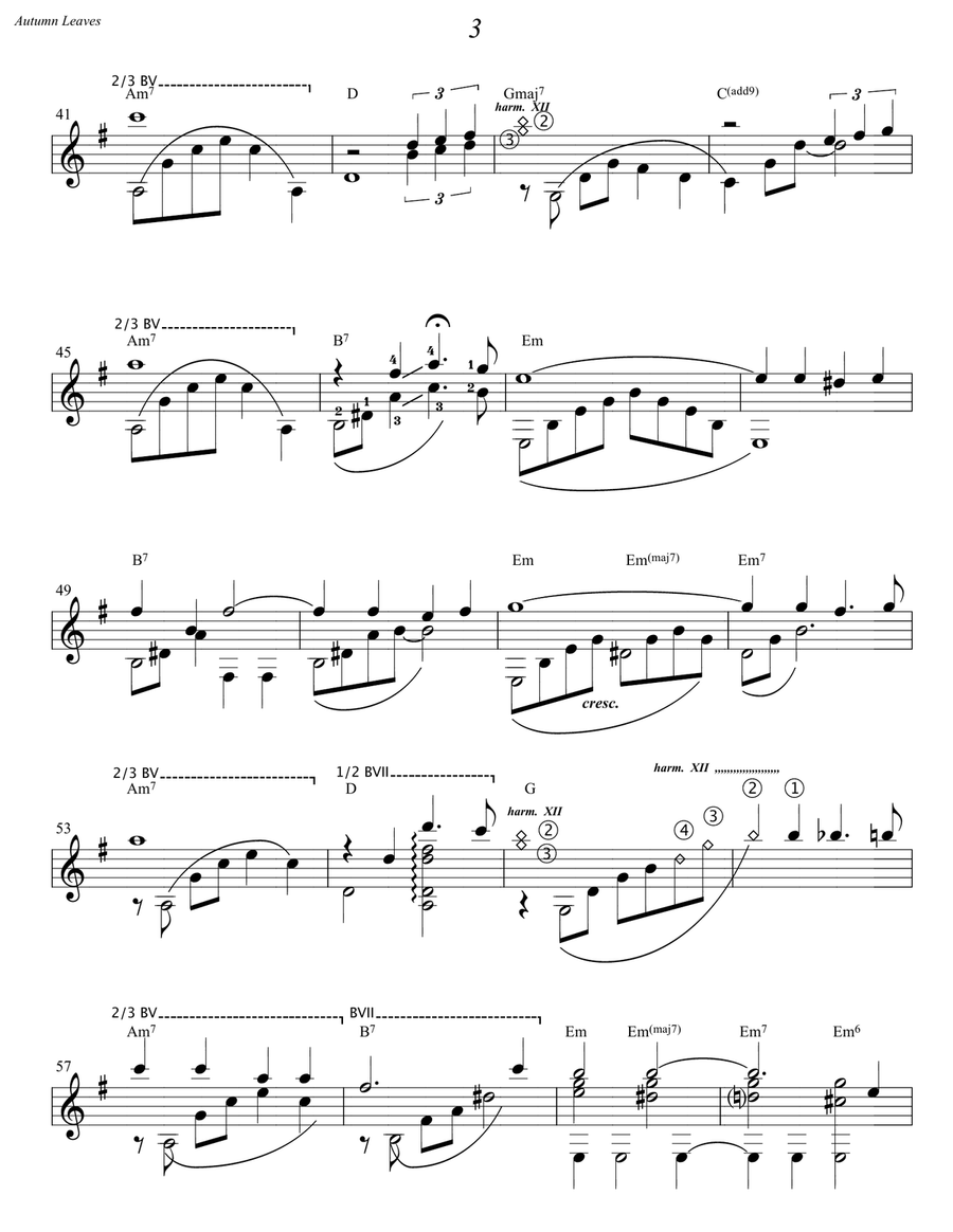 Autumn Leaves Classical Guitar scores gallery preview page 3