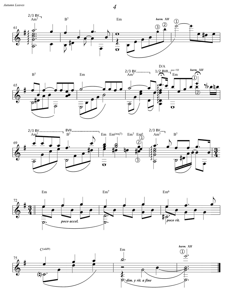 Autumn Leaves Classical Guitar scores gallery preview page 4