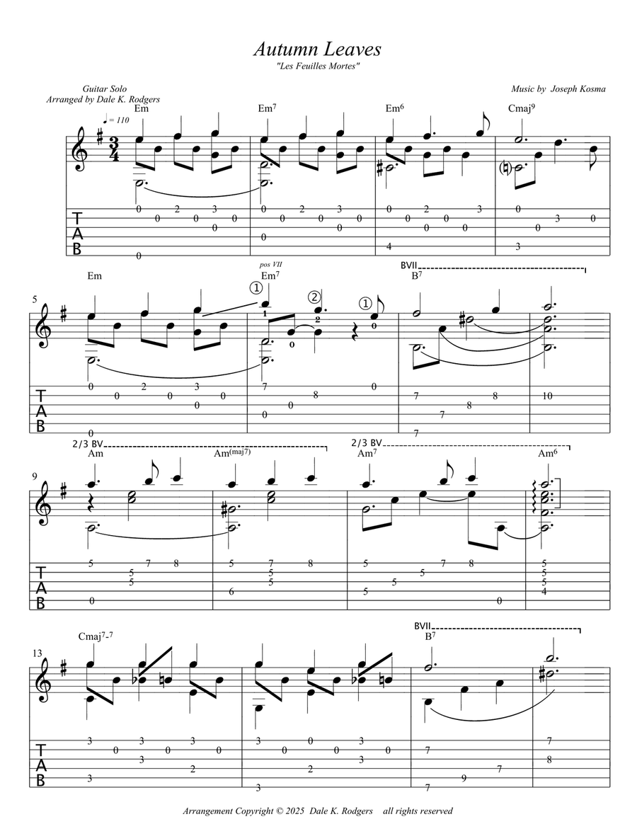 Autumn Leaves Classical Guitar scores gallery preview page 5