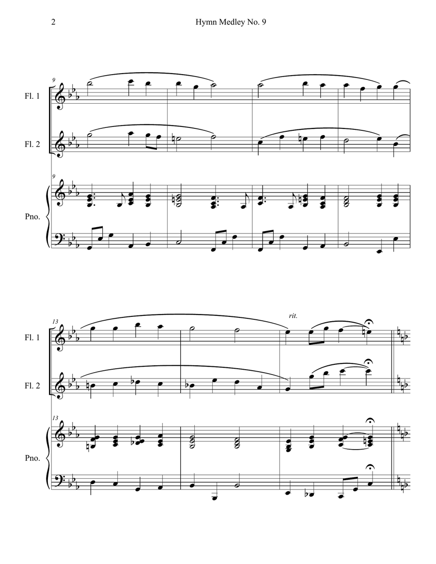 Hymn Medley No. 9 (Flute Duet with Piano Accompaniment) Flute Duet scores gallery preview page 2