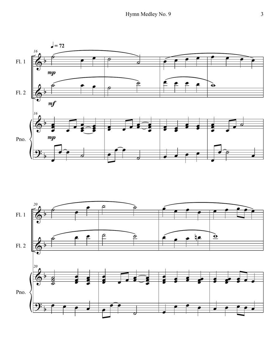 Hymn Medley No. 9 (Flute Duet with Piano Accompaniment) Flute Duet scores gallery preview page 3