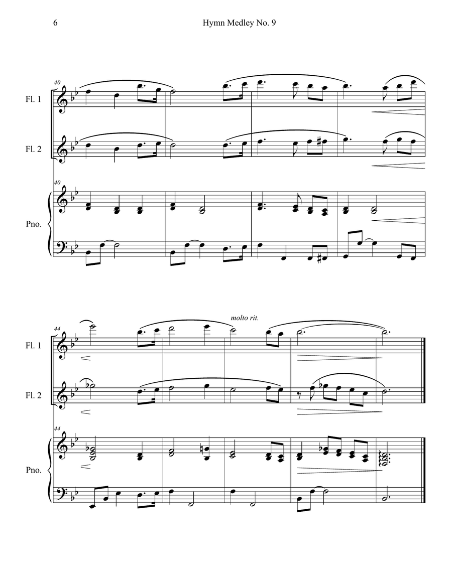 Hymn Medley No. 9 (Flute Duet with Piano Accompaniment) Flute Duet scores gallery preview page 6