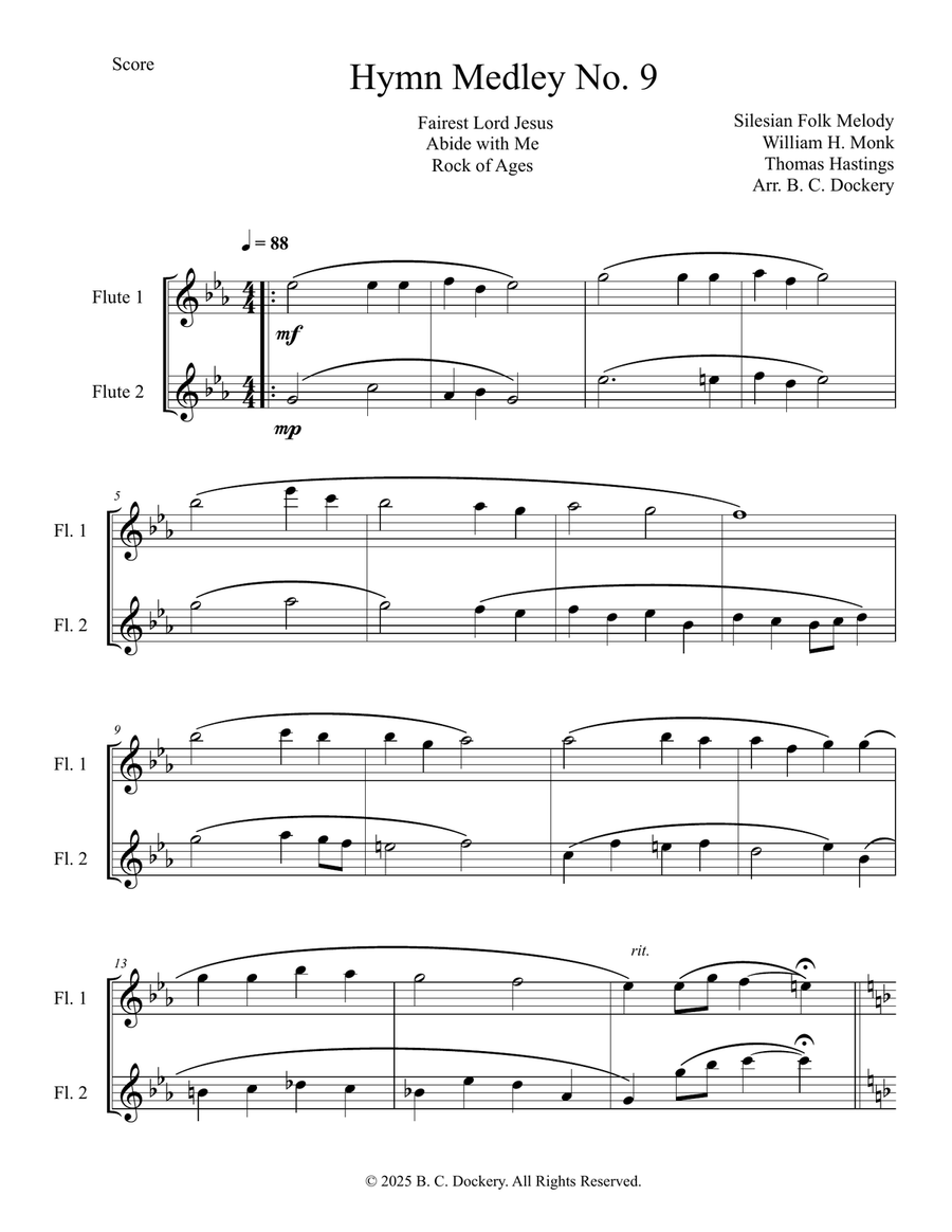 Hymn Medley No. 9 (Flute Duet) Flute Duet scores gallery preview page 1
