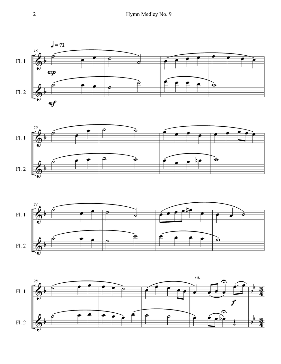 Hymn Medley No. 9 (Flute Duet) Flute Duet scores gallery preview page 2