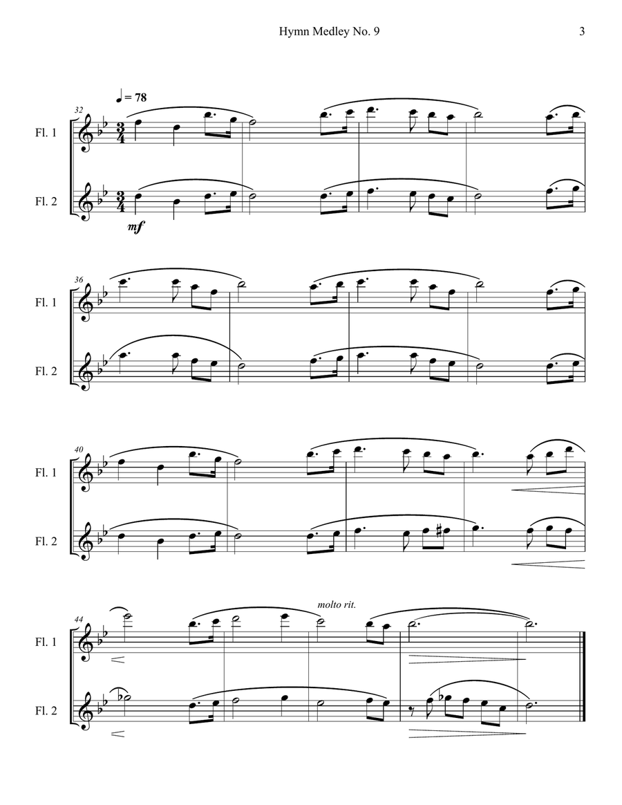 Hymn Medley No. 9 (Flute Duet) Flute Duet scores gallery preview page 3