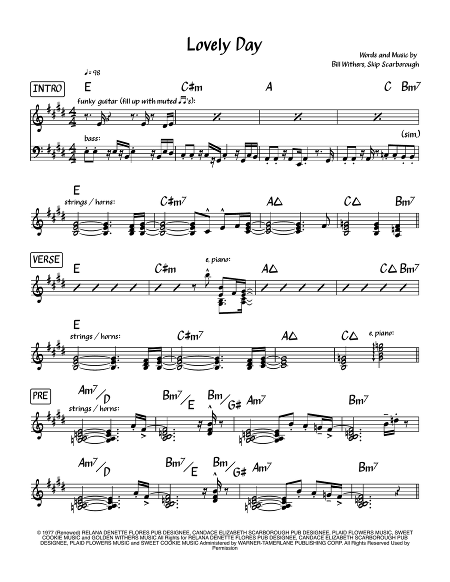 Lovely Day Piano scores gallery preview page 1