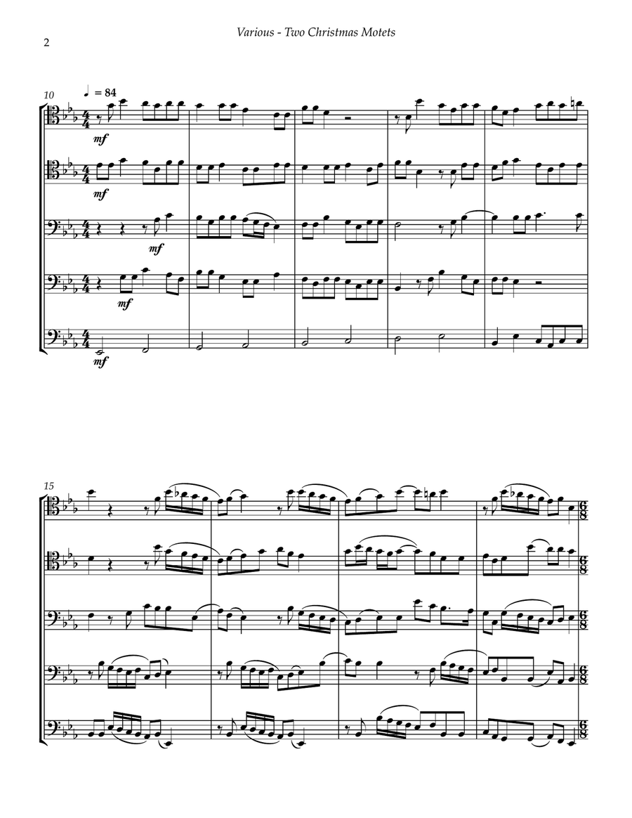 Two Christmas Motets for Five Trombones Brass Quintet scores gallery preview page 2