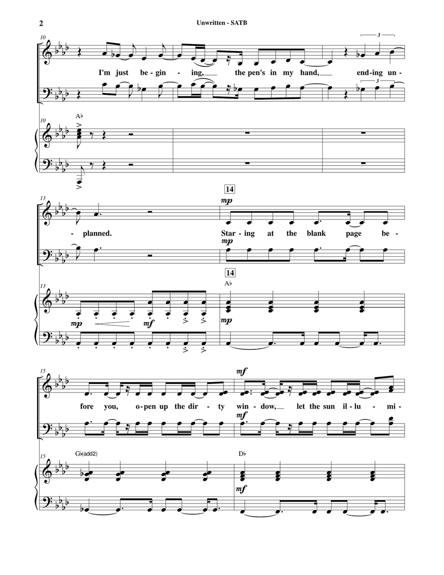 Unwritten 4-Part scores gallery preview page 3