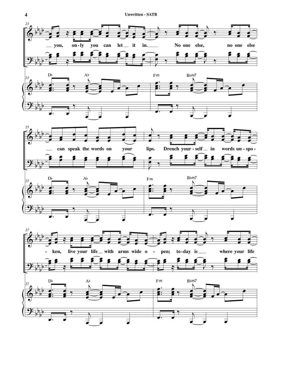 Unwritten 4-Part scores gallery preview page 5