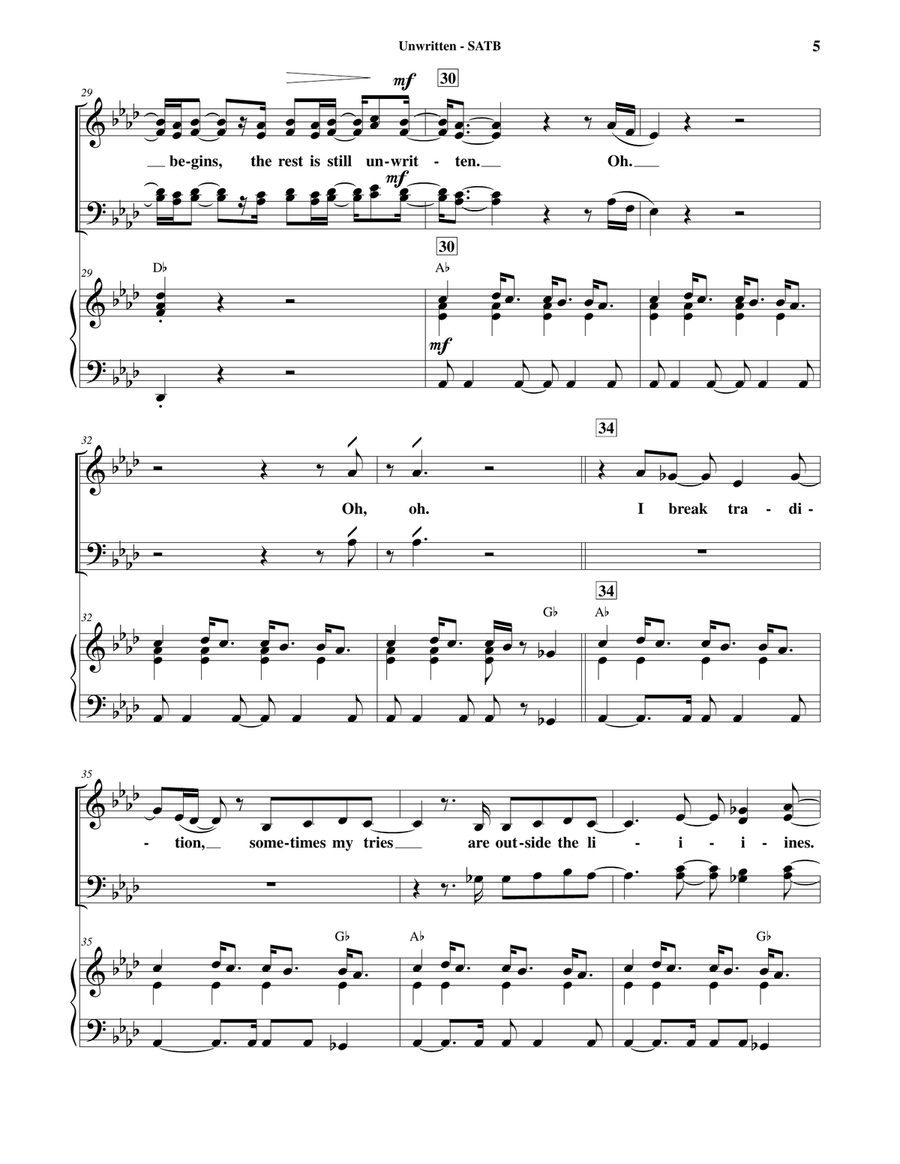 Unwritten 4-Part scores gallery preview page 6
