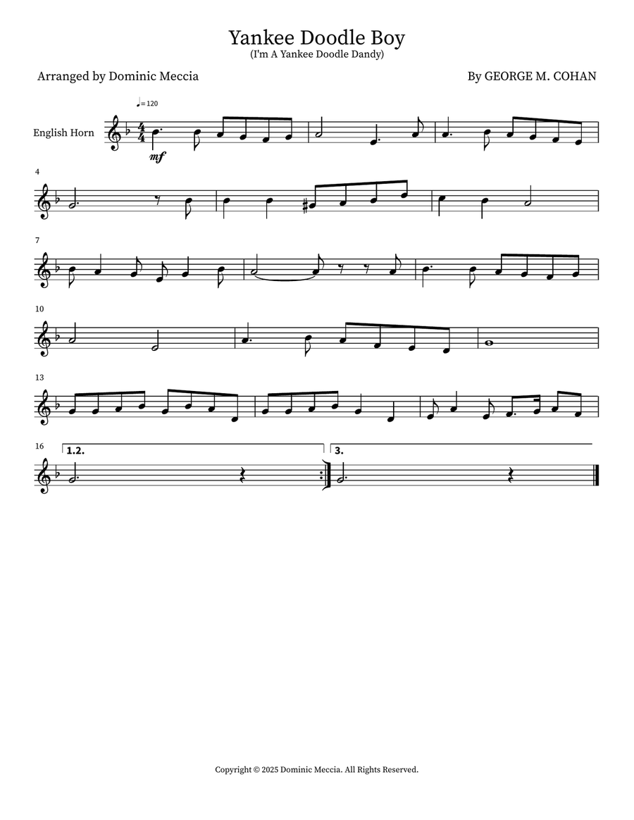 Yankee Doodle Boy Yankee Doodle Boy English Horn scores gallery preview page 1