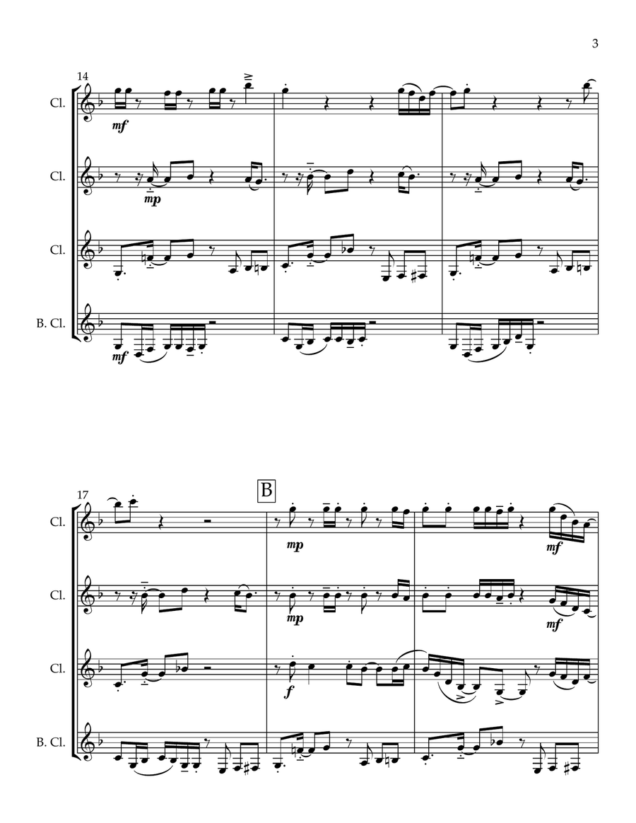 Chameleon Chameleon Clarinet Quartet scores gallery preview page 3