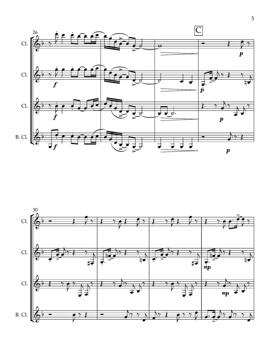 Chameleon Chameleon Clarinet Quartet scores gallery preview page 5