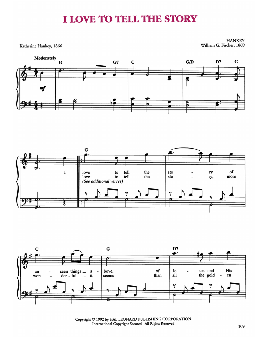 I Love To Tell The Story I Love To Tell The Story Easy Piano scores gallery preview page 1