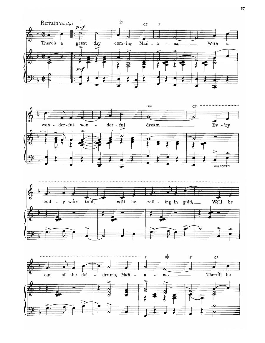 There's A Great Day Coming Manana (from Hold On To Your Hats) Piano, Vocal, Guitar scores gallery preview page 3