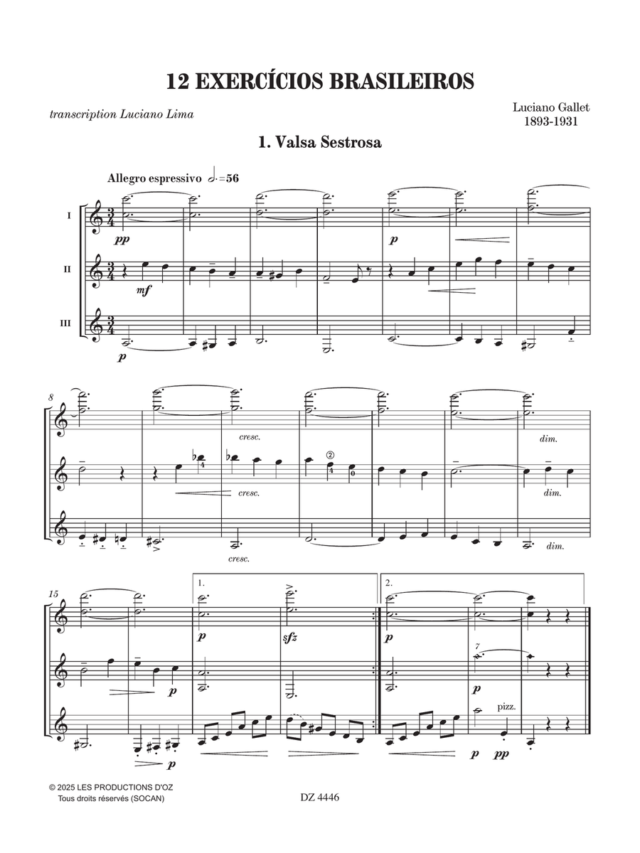 12 Exercícios Brasileiros Guitar Ensemble scores gallery preview page 3