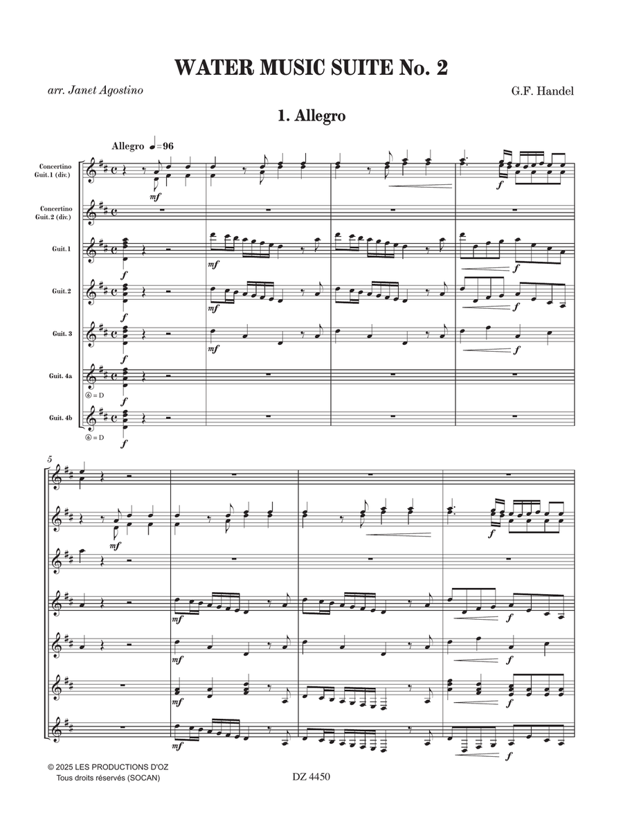 Water Music Suite No. 2 Guitar Ensemble scores gallery preview page 6