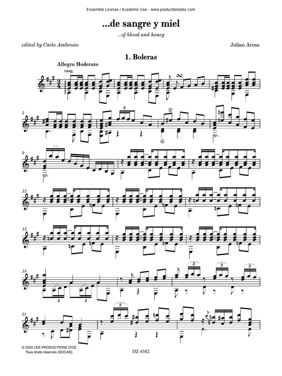 ...de sangre y miel - The Music of Arcas and Bosch Classical Guitar scores gallery preview page 3