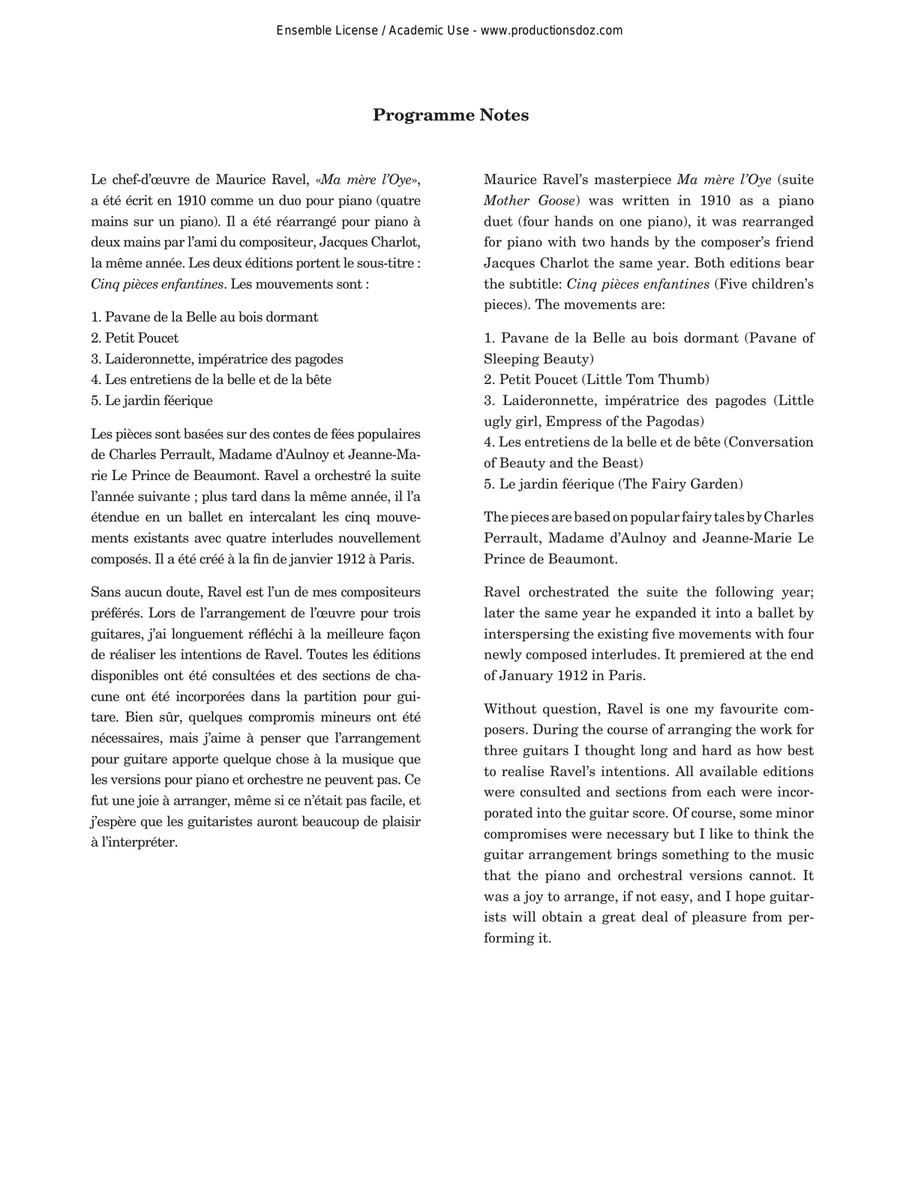 Ma mère l’Oye Guitar Ensemble scores gallery preview page 2