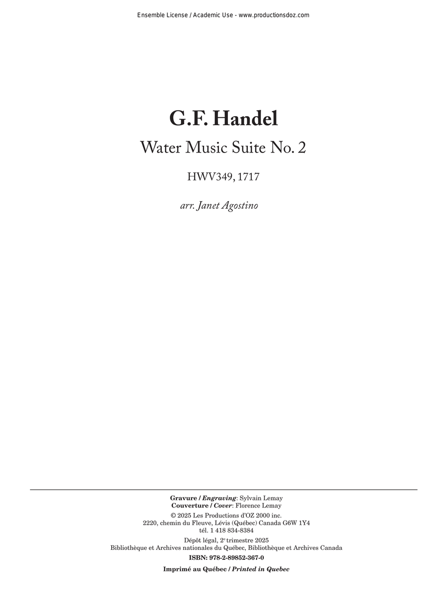 Water Music Suite No. 2 Guitar Ensemble scores gallery preview page 1