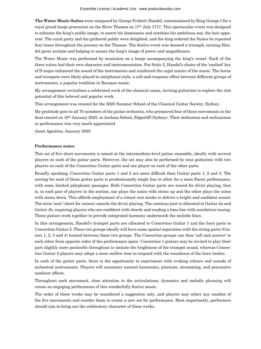 Water Music Suite No. 2 Guitar Ensemble scores gallery preview page 2