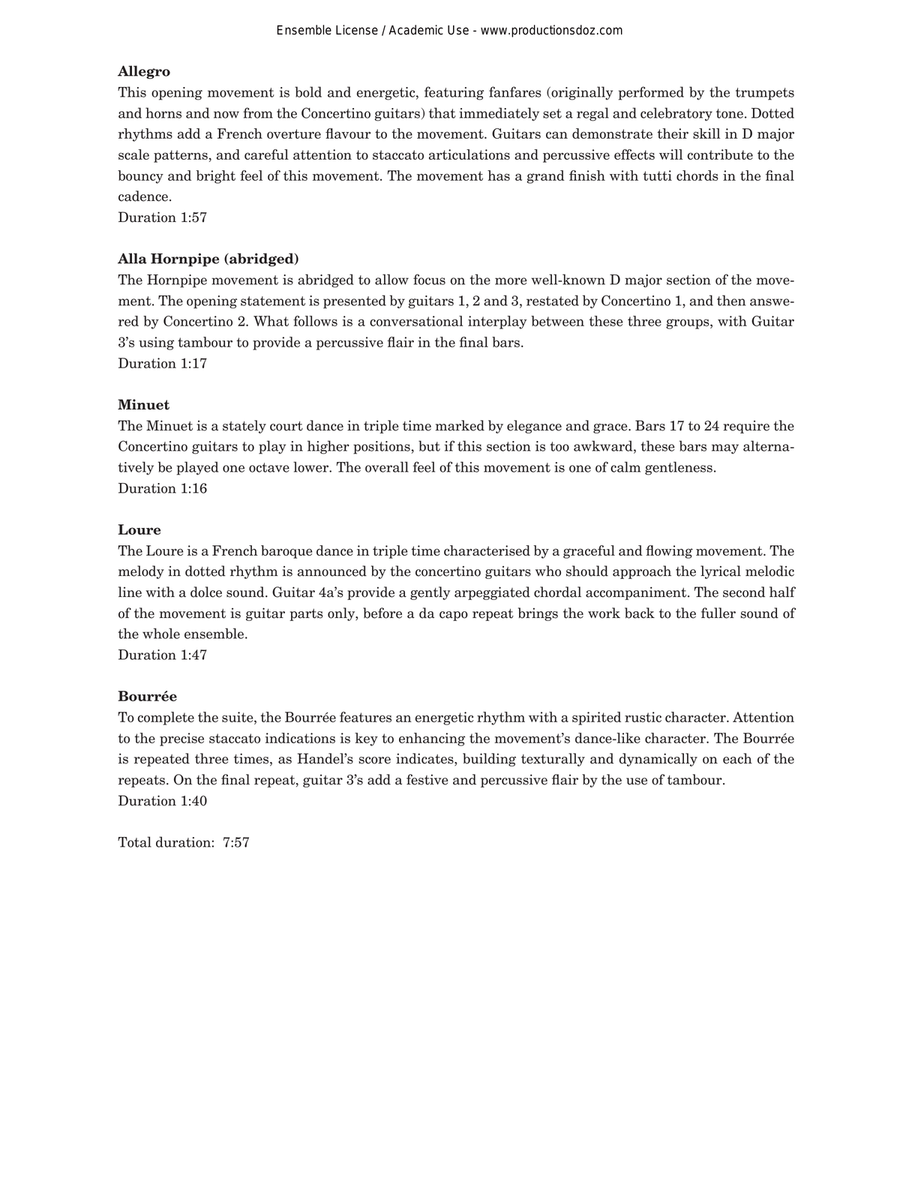 Water Music Suite No. 2 Guitar Ensemble scores gallery preview page 3