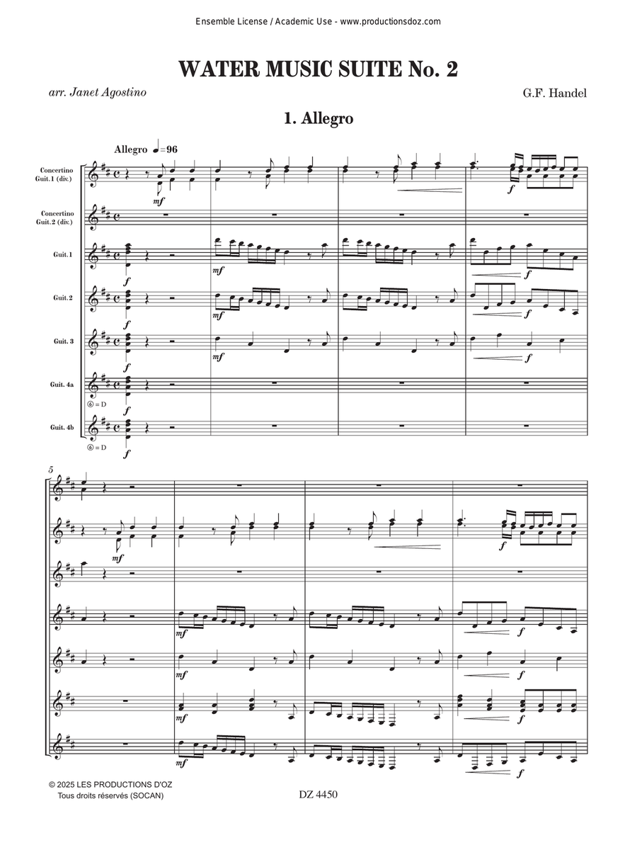 Water Music Suite No. 2 Guitar Ensemble scores gallery preview page 5