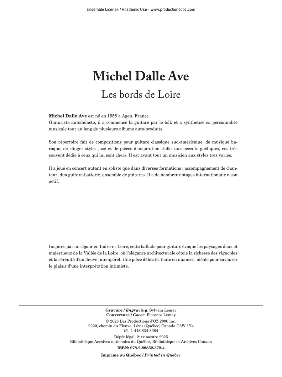 Les bords de Loire Les bords de Loire Classical Guitar scores gallery preview page 1