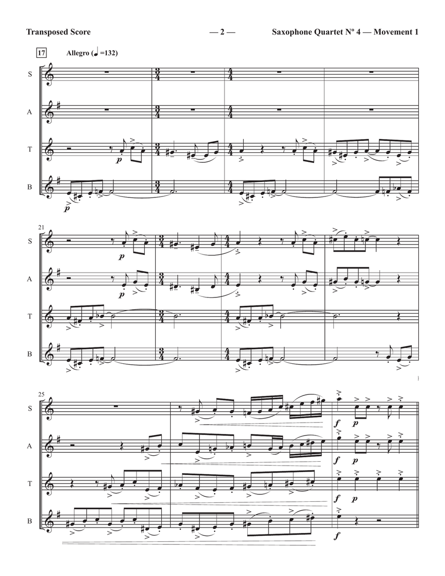 Saxophone Quartet Nº 4 Saxophone Quartet Nº 4 Saxophone Quartet scores gallery preview page 2
