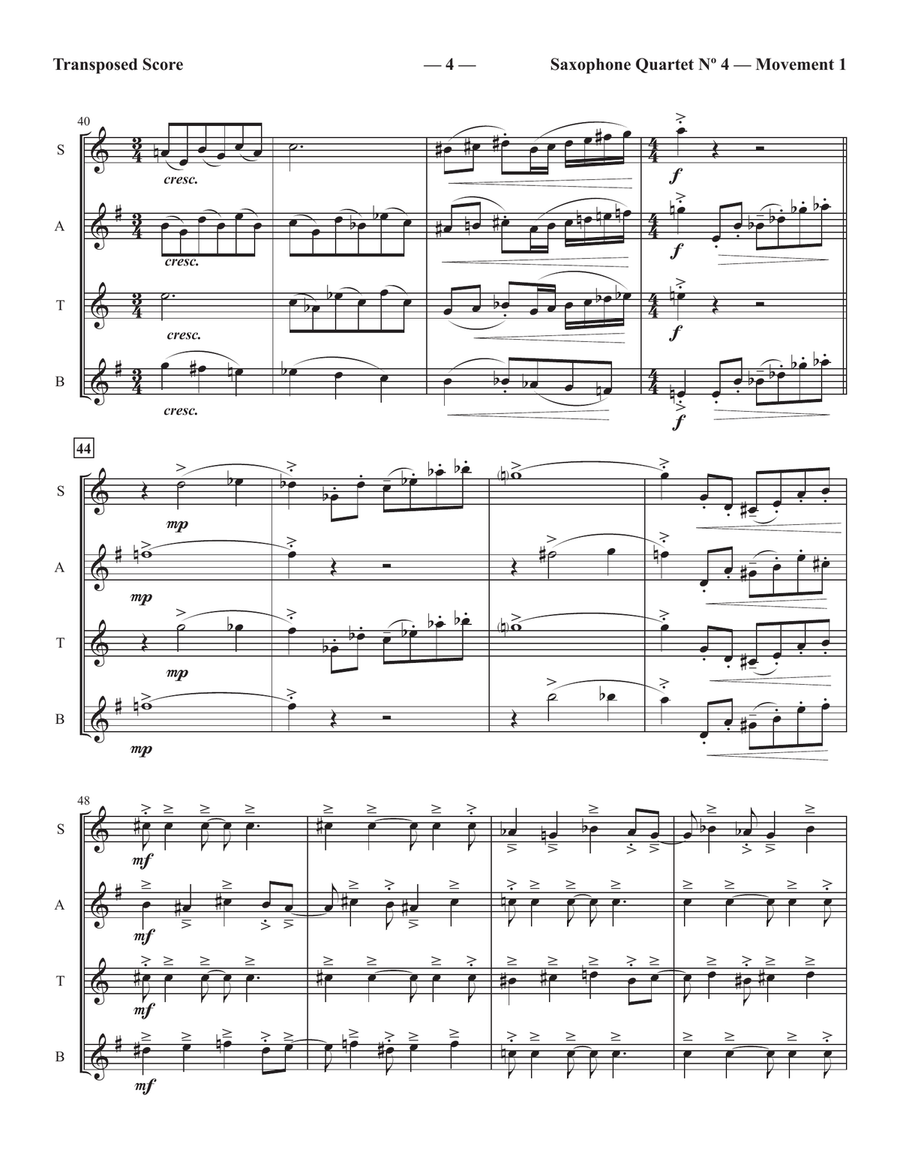 Saxophone Quartet Nº 4 Saxophone Quartet Nº 4 Saxophone Quartet scores gallery preview page 4