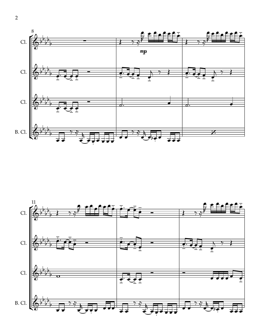Close To Me Clarinet Quartet scores gallery preview page 2