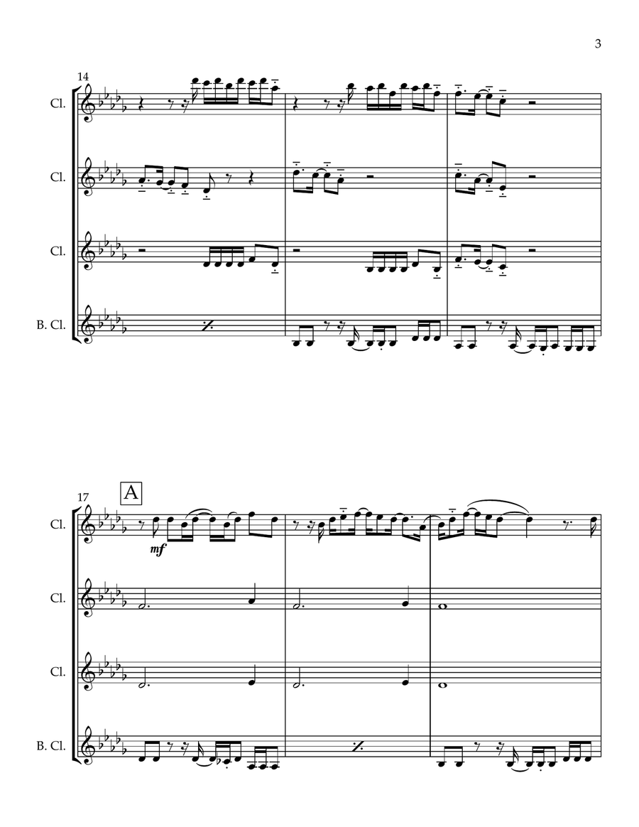 Close To Me Clarinet Quartet scores gallery preview page 3