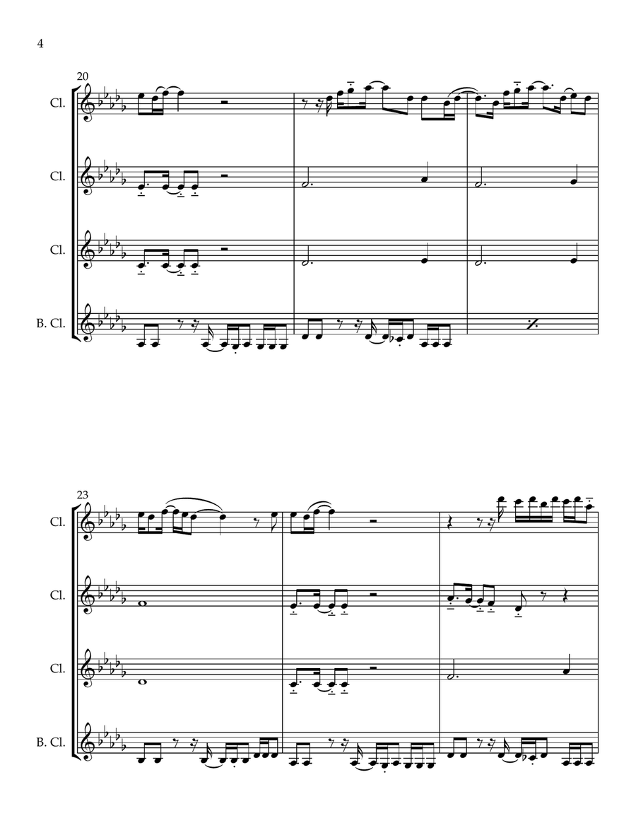 Close To Me Clarinet Quartet scores gallery preview page 4