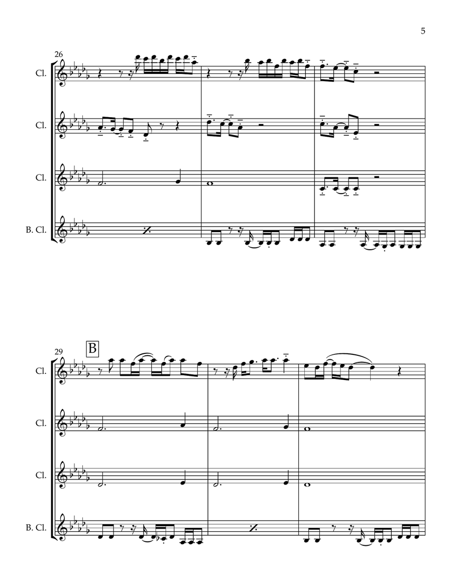 Close To Me Clarinet Quartet scores gallery preview page 5