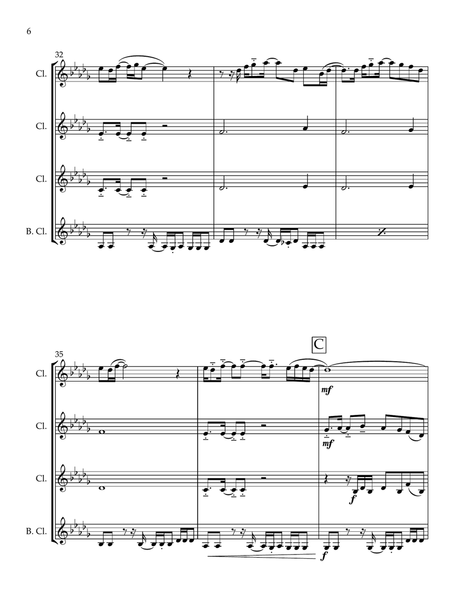 Close To Me Clarinet Quartet scores gallery preview page 6