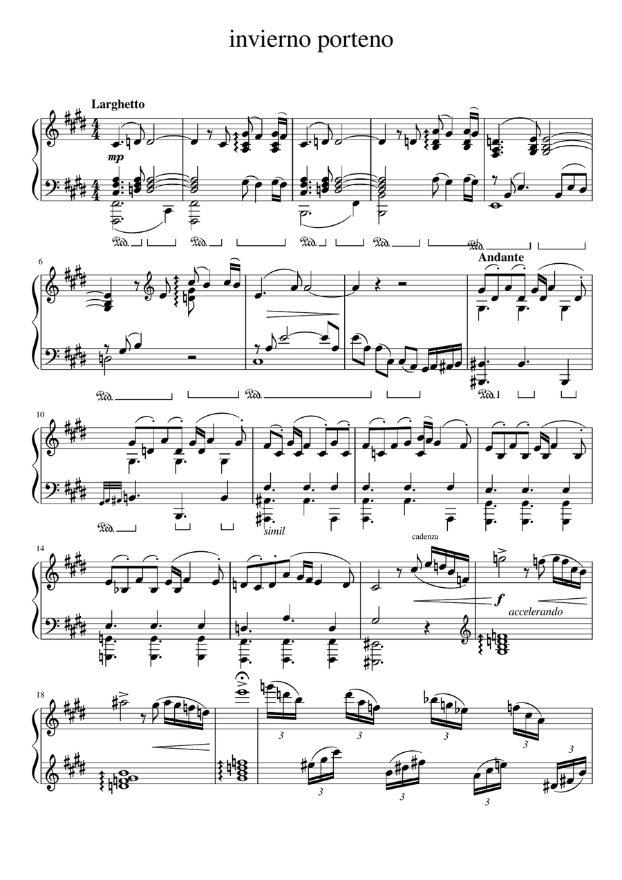 Las Cuatro Estaciones Porteñas - Astor Piazzolla (Piano arrangement 4 pack) Piano Solo scores gallery preview page 1