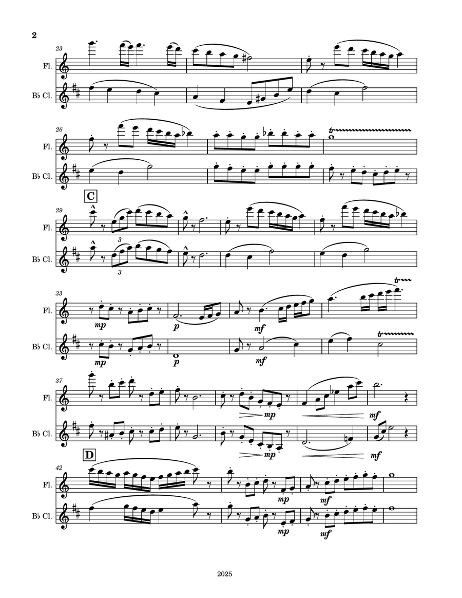 Flute and B-flat Clarinet Duet No. 51925 Woodwind Duet scores gallery preview page 2