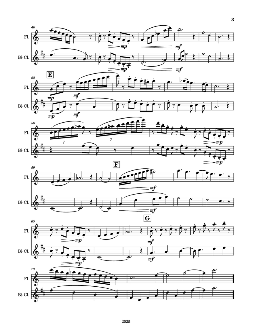 Flute and B-flat Clarinet Duet No. 51925 Woodwind Duet scores gallery preview page 3