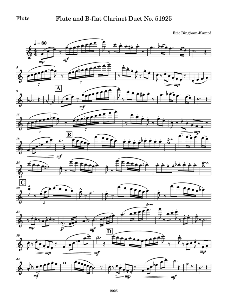 Flute and B-flat Clarinet Duet No. 51925 Woodwind Duet scores gallery preview page 4