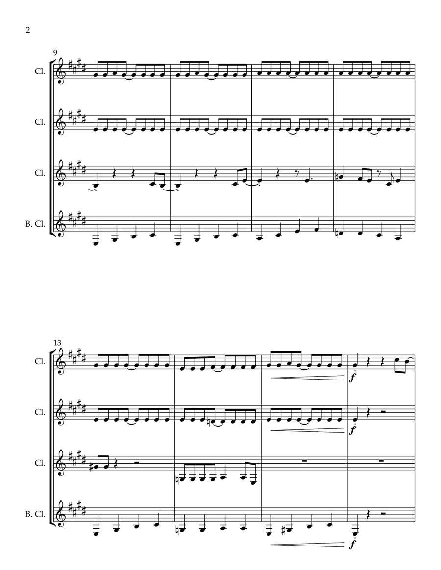 Crazy Little Thing Called Love Clarinet Quartet scores gallery preview page 2