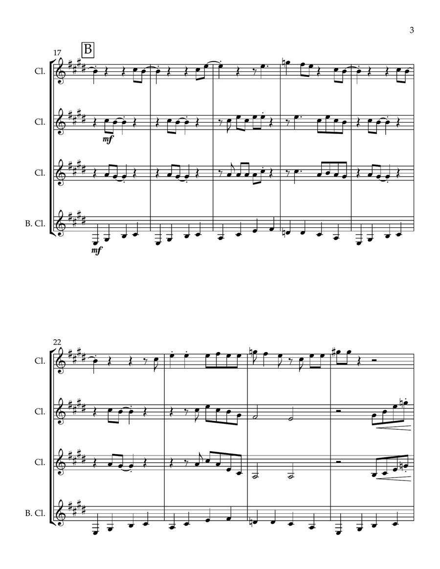 Crazy Little Thing Called Love Clarinet Quartet scores gallery preview page 3