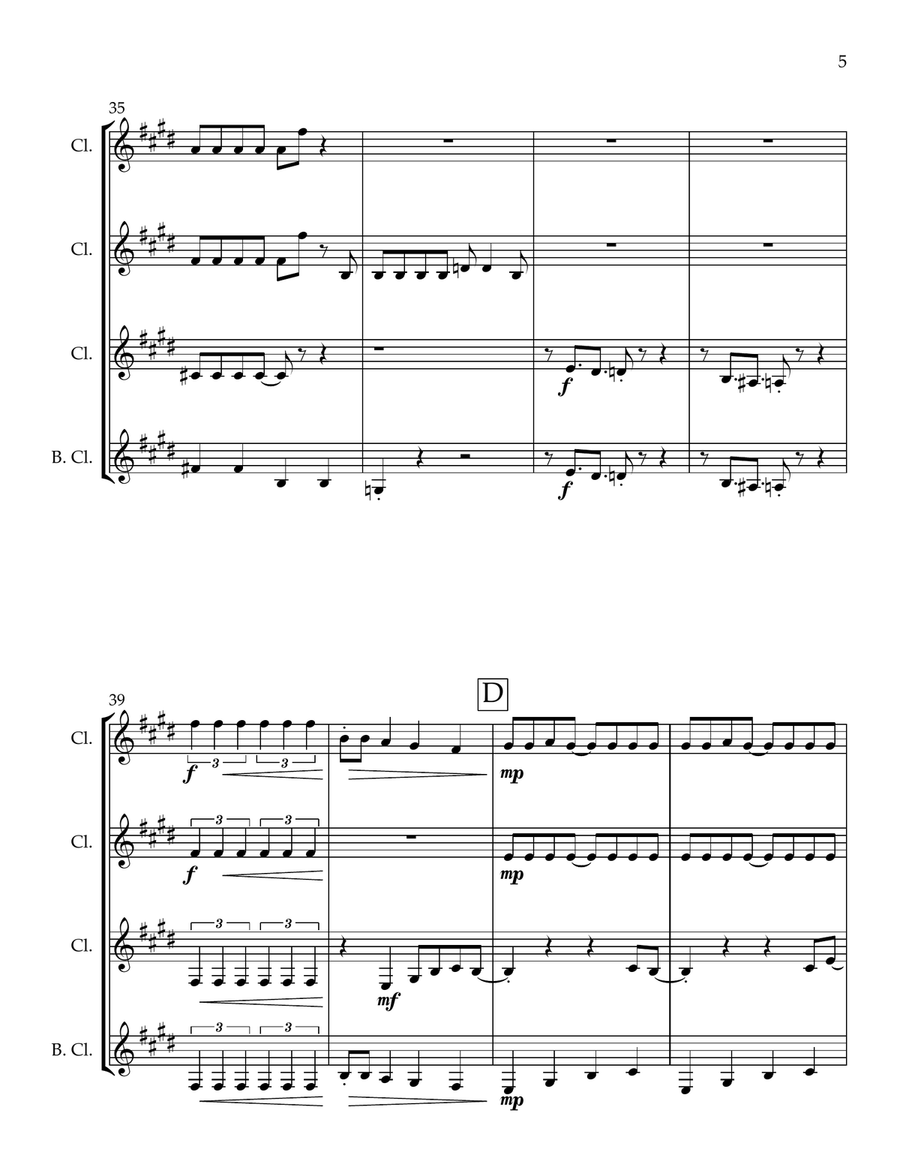 Crazy Little Thing Called Love Clarinet Quartet scores gallery preview page 5