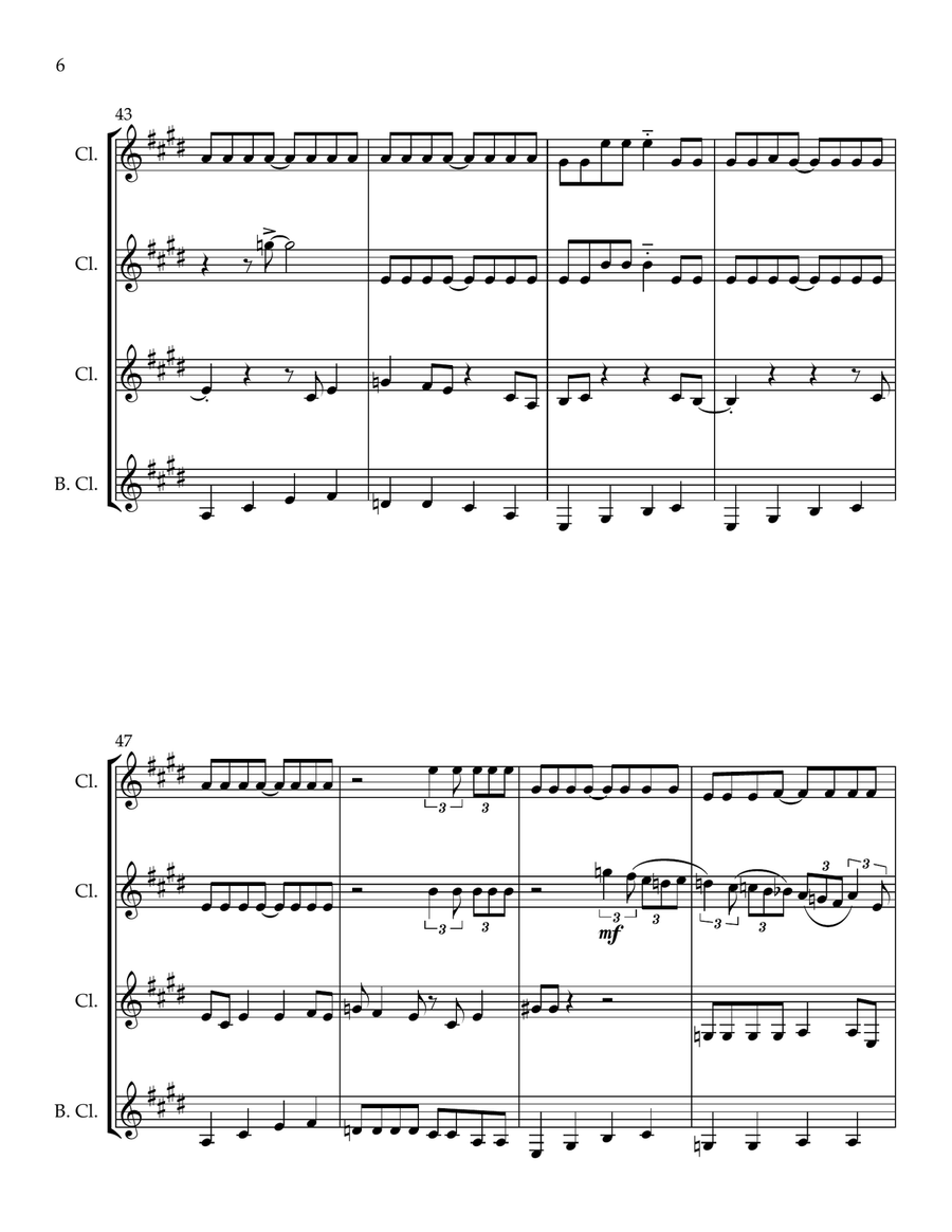 Crazy Little Thing Called Love Clarinet Quartet scores gallery preview page 6