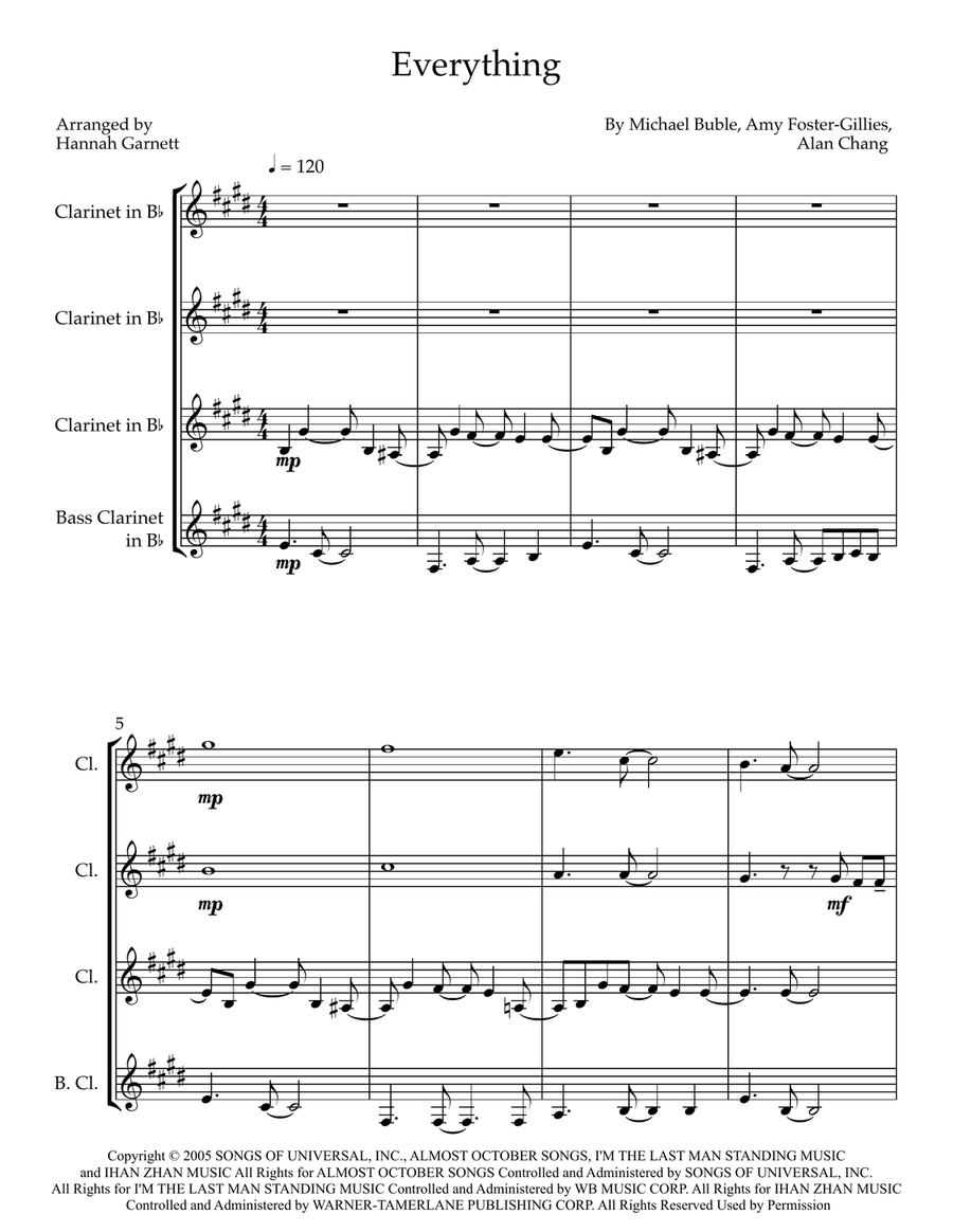 Everything Everything Clarinet Quartet scores gallery preview page 1