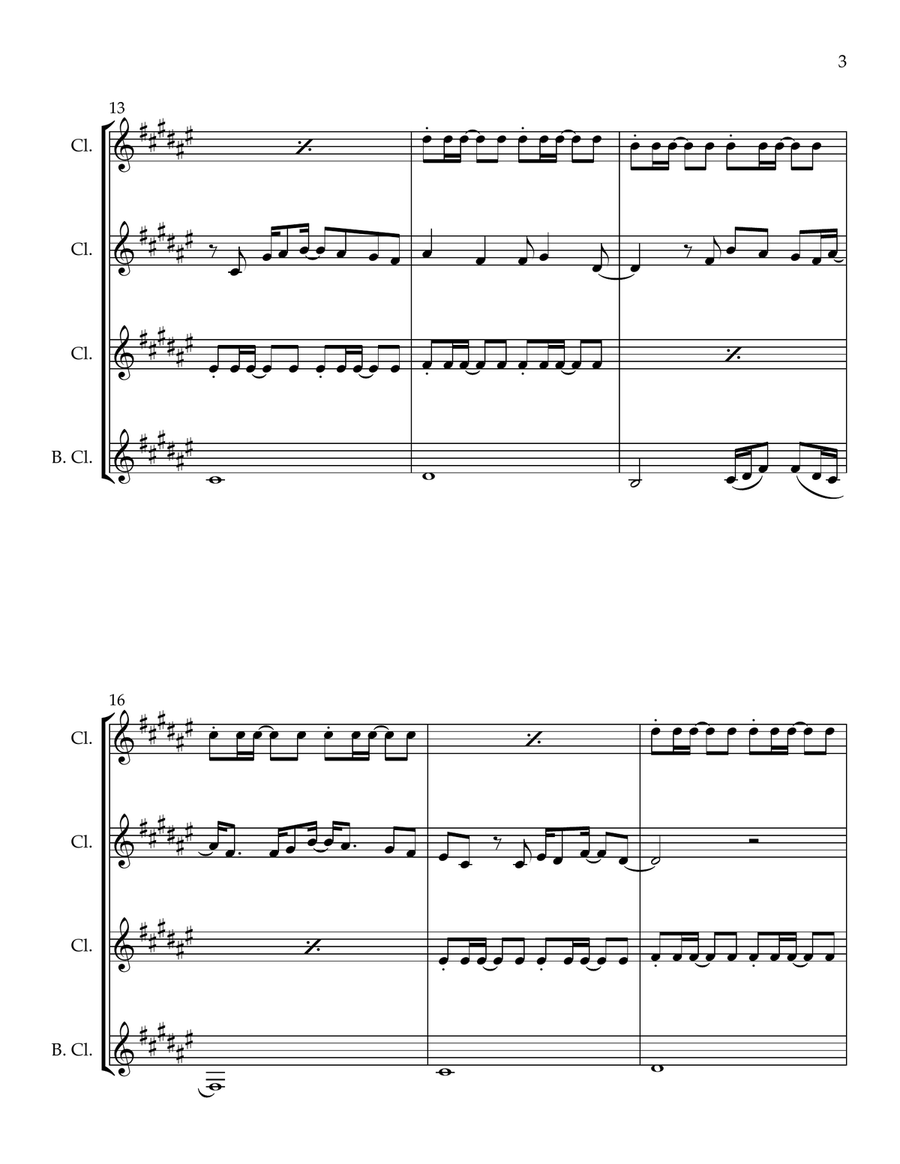 Hey, Soul Sister Hey, Soul Sister Clarinet Quartet scores gallery preview page 3